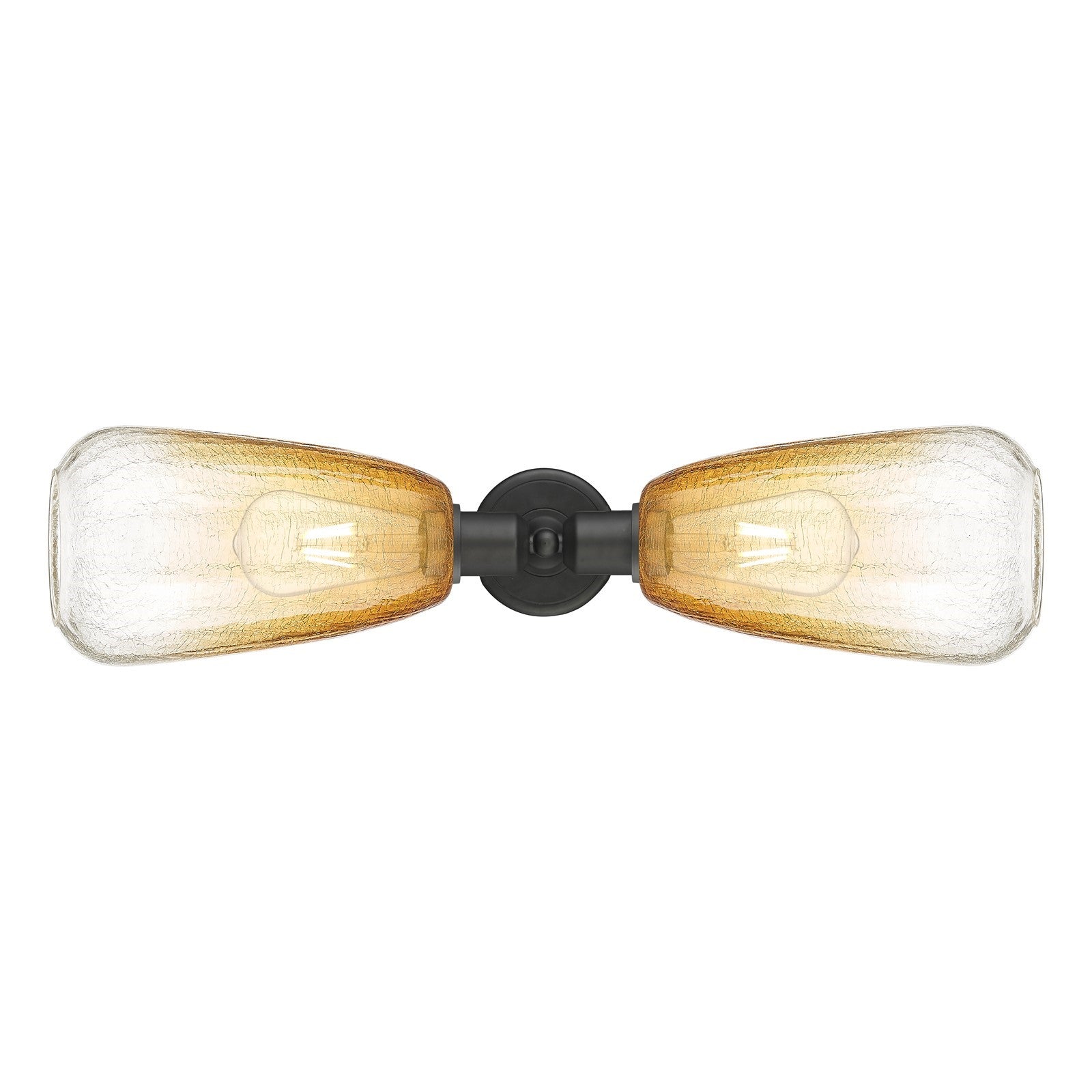 Innovations Brookhaven Almond 25in 2-Light Linear Bath Vanity Light | Industrial Oil Rubbed Bronze Steel and Amber Glass | Model 900-2W-OB-G480-6AM