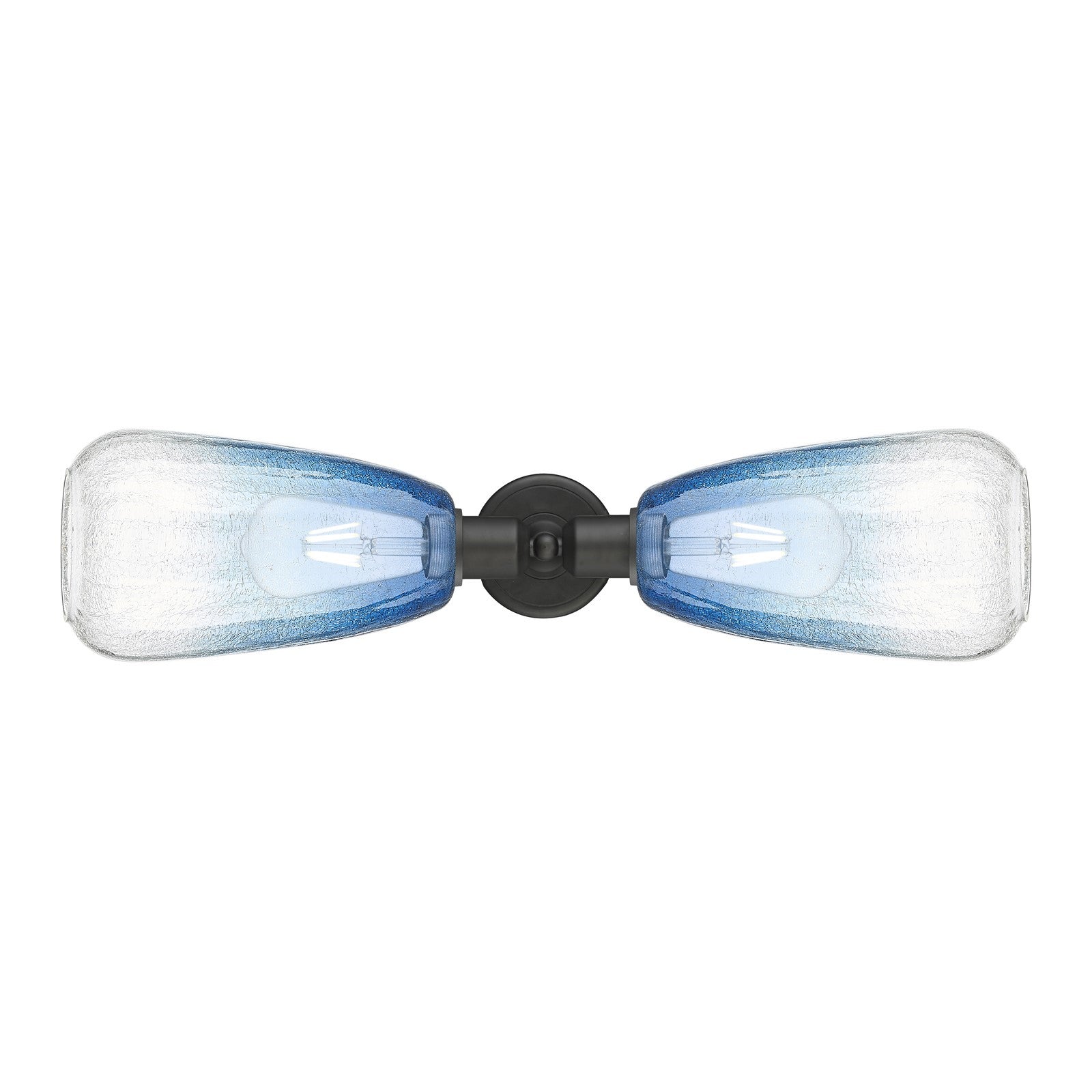 Innovations Brookhaven Almond 25in 2-Light Linear Bath Vanity Light | Industrial Oil Rubbed Bronze Steel and Sapphire Blue | Model 900-2W-OB-G480-6SB