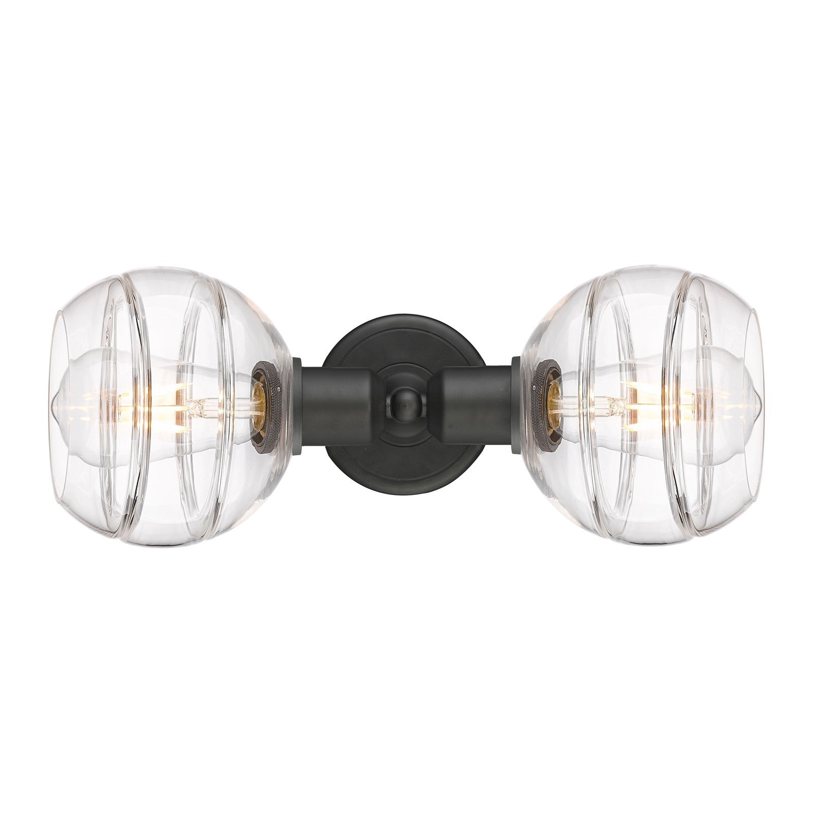 Innovations Rochester 15in 2-Light Linear Bath Vanity Light | Industrial Oil Rubbed Bronze Steel and Clear Glass | Bathroom | Model 900-2W-OB-G556-6CL