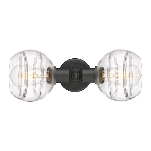 Innovations Rochester 15in 2-Light Linear Bath Vanity Light | Industrial Oil Rubbed Bronze Steel and Clear Glass | Bathroom | Model 900-2W-OB-G556-6CL