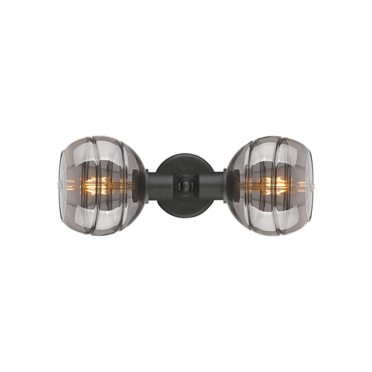 Innovations Rochester 15in 2-Light Linear Bath Vanity Light | Industrial Oil Rubbed Bronze Steel and Light Smoke Glass | Model 900-2W-OB-G556-6SM