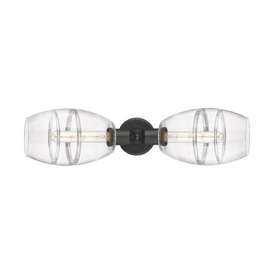 Innovations Vaz 24in 2-Light Linear Bath Vanity | Industrial Oil Rubbed Bronze Steel and Clear Glass | Kitchen & Bathroom | Model 900-2W-OB-G557-6CL