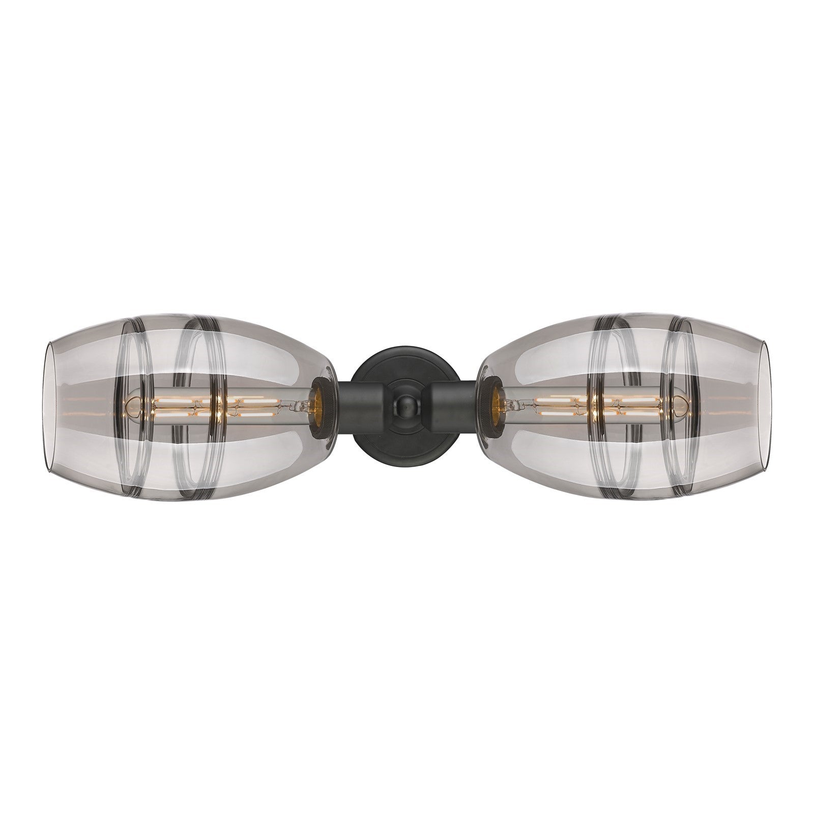 Innovations Vaz 24in 2-Light Linear Bath Vanity | Industrial Oil Rubbed Bronze Steel and Smoke Glass | Kitchen & Bathroom | Model 900-2W-OB-G557-6SM