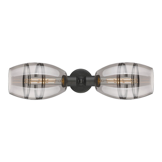 Innovations Vaz 24in 2-Light Linear Bath Vanity | Industrial Oil Rubbed Bronze Steel and Smoke Glass | Kitchen & Bathroom | Model 900-2W-OB-G557-6SM
