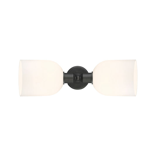 Innovations Bella 18in 2-Light Linear Bath Vanity Light | Industrial Oil Rubbed Bronze and White Glass | Bathroom Vanity | Model 900-2W-OB-G558-6GWH
