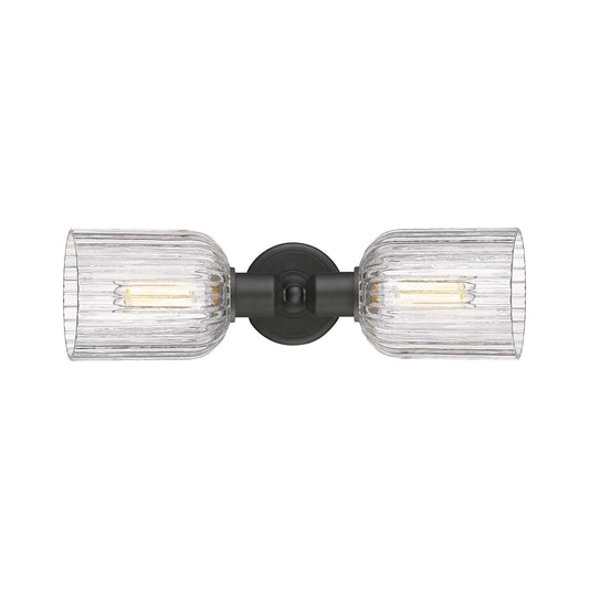 Innovations Bridal Veil 17in 2-Light Linear Bath Vanity Light | Industrial Oil Rubbed Bronze and Clear Glass | Bathroom Vanity | Model 900-2W-OB-G559-5CL