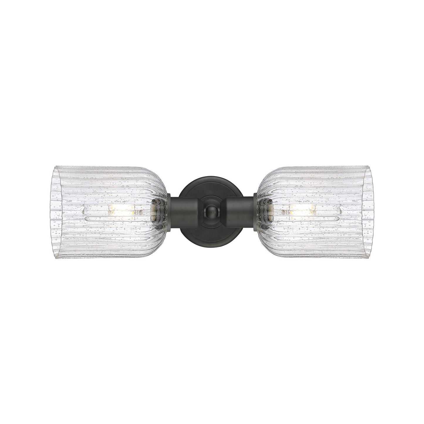 Innovations Bridal Veil 17in 2-Light Linear Bath Vanity Light | Industrial Oil Rubbed Bronze Steel and Seedy Glass | Bathroom | Model 900-2W-OB-G559-5SDY