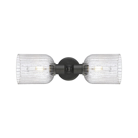 Innovations Bridal Veil 17in 2-Light Linear Bath Vanity Light | Industrial Oil Rubbed Bronze Steel and Seedy Glass | Bathroom | Model 900-2W-OB-G559-5SDY