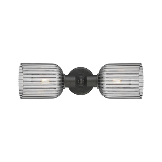Innovations Bridal Veil 17in 2-Light Linear Bath Vanity Light | Industrial Oil Rubbed Bronze Steel and Light Smoke Glass | Model 900-2W-OB-G559-5SM
