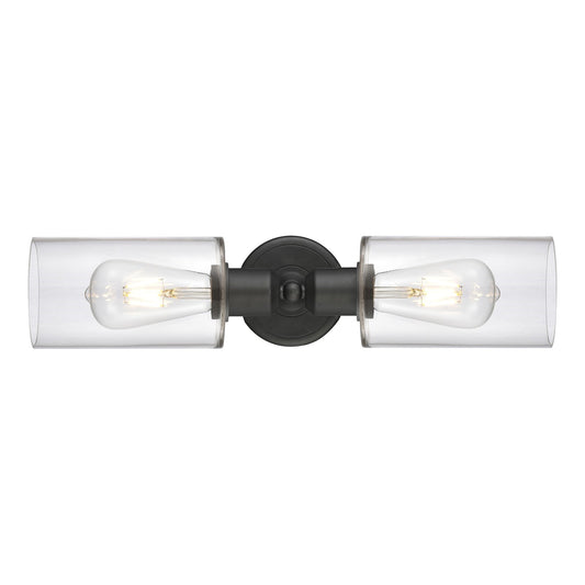 Innovations Clymer 17in 2-Light Linear Bath Vanity Light | Industrial Oil Rubbed Bronze Steel and Clear Glass | Bathroom Vanity | Model 900-2W-OB-G802