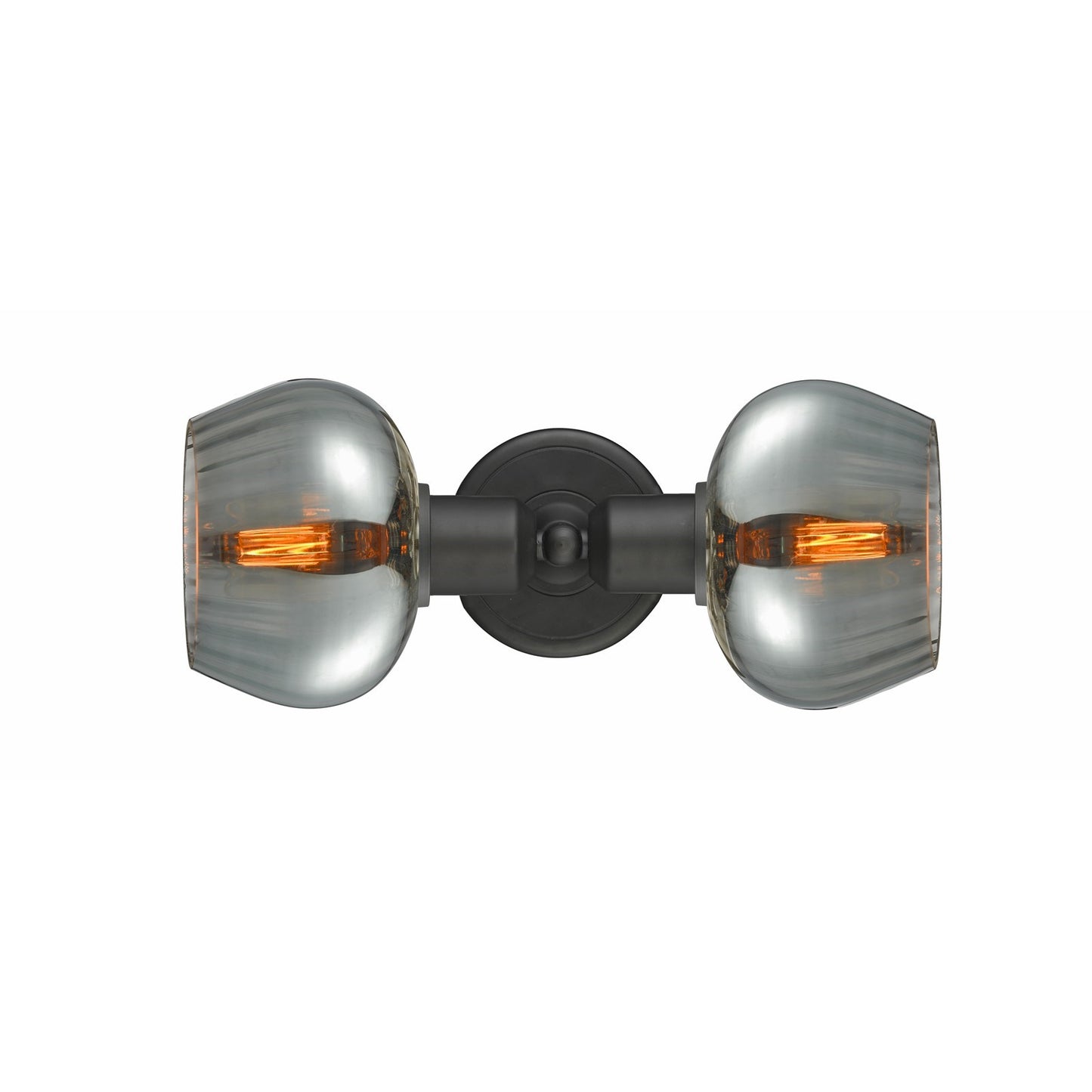 Innovations Fenton 16in 2-Light Bath Vanity Light | Industrial Oil Rubbed Bronze Steel and Light Smoke Ribbed Glass | Bathroom | Model 900-2W-OB-G93