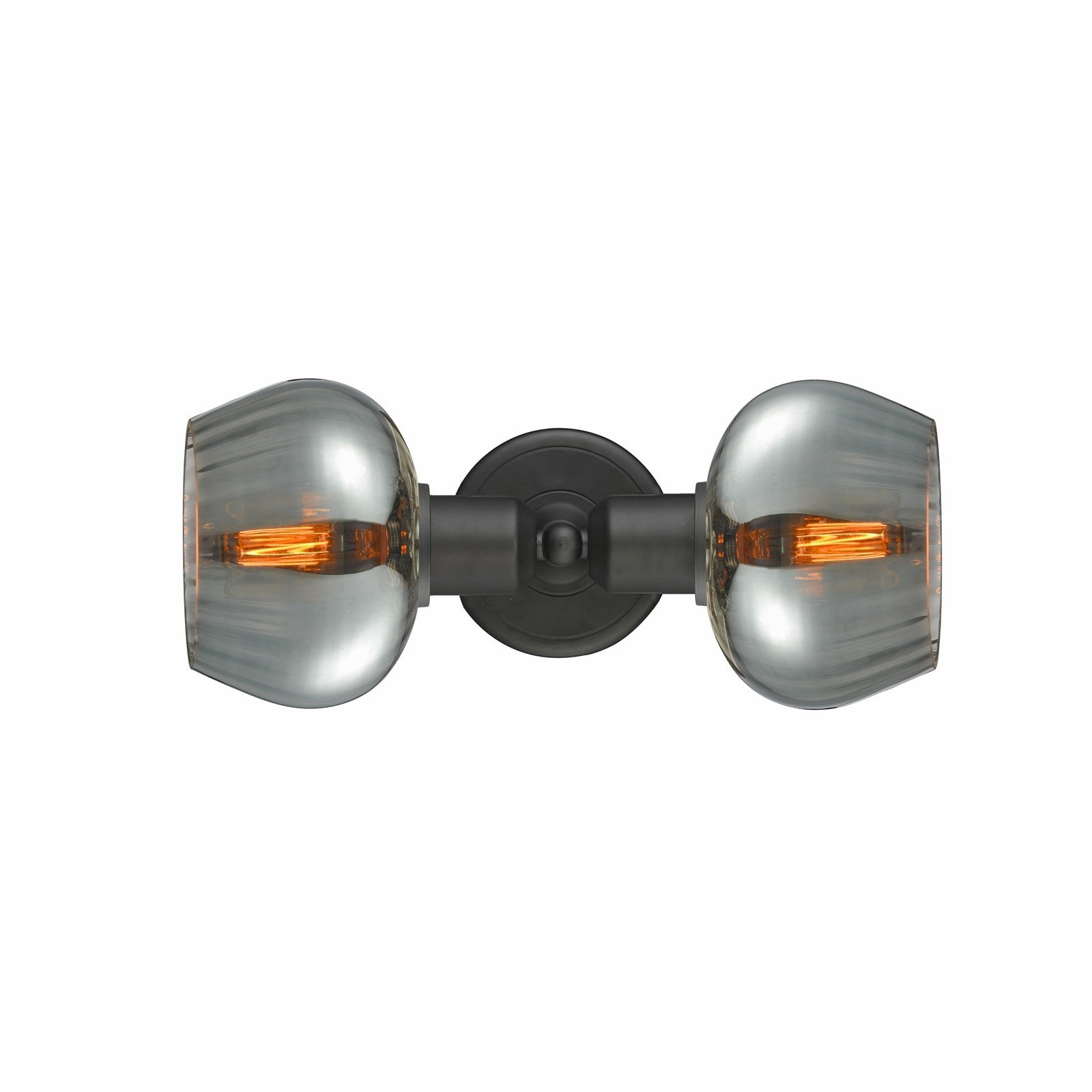 Innovations Fenton 16in 2-Light LED Bath Vanity Light | Industrial Oil Rubbed Bronze Steel and Light Smoke Ribbed Glass | Model 900-2W-OB-G93-LED