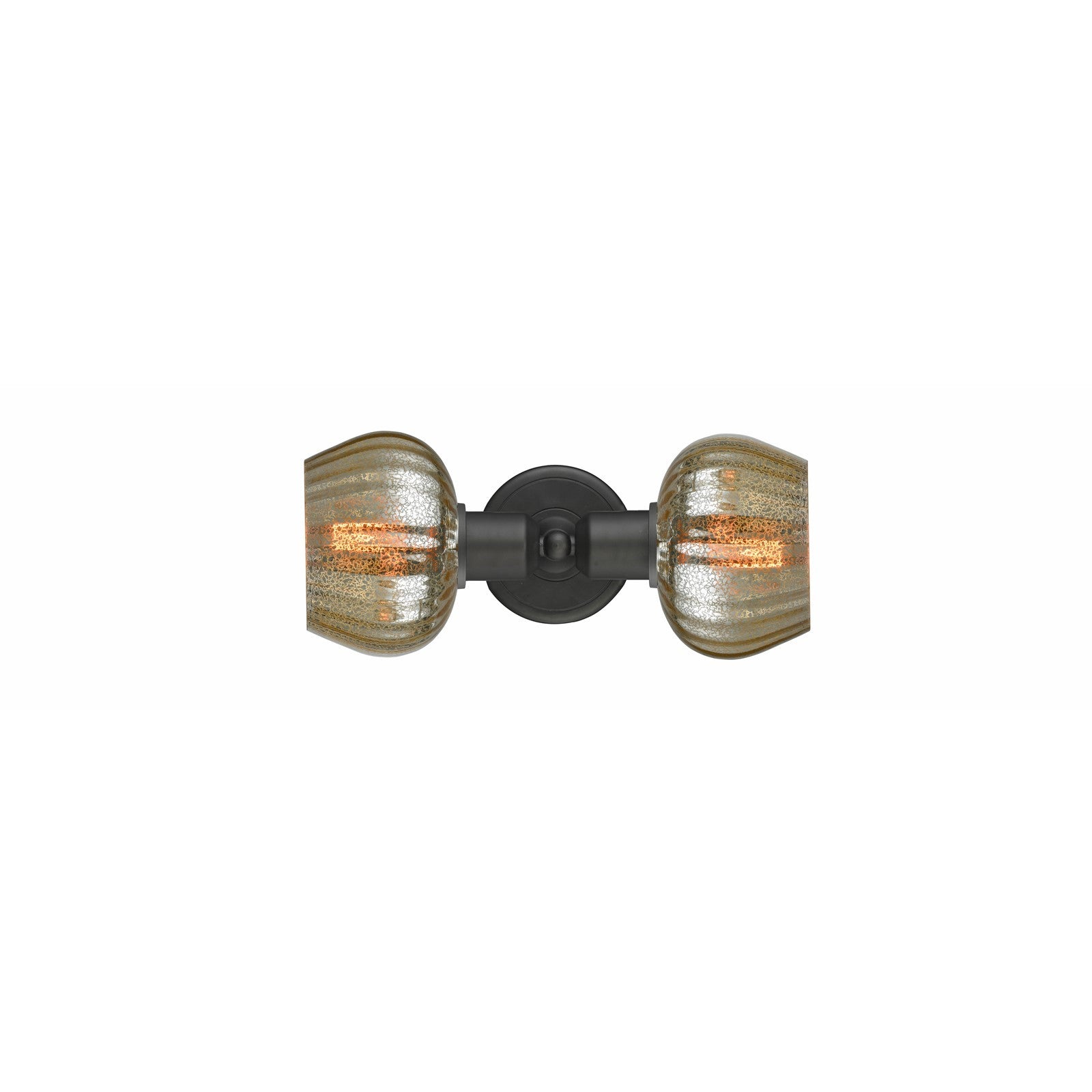 Innovations Fenton 16in 2-Light LED Bath Vanity Light | Industrial Oil Rubbed Bronze Steel and Mercury Ribbed Glass | Bathroom | Model 900-2W-OB-G96-LED