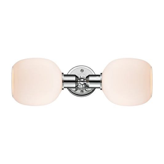 Innovations Belfast 17in 2-Light Linear Bath Vanity Light | Industrial Polished Chrome and Matte White Glass | Bathroom Vanity | Model 900-2W-PC-G101