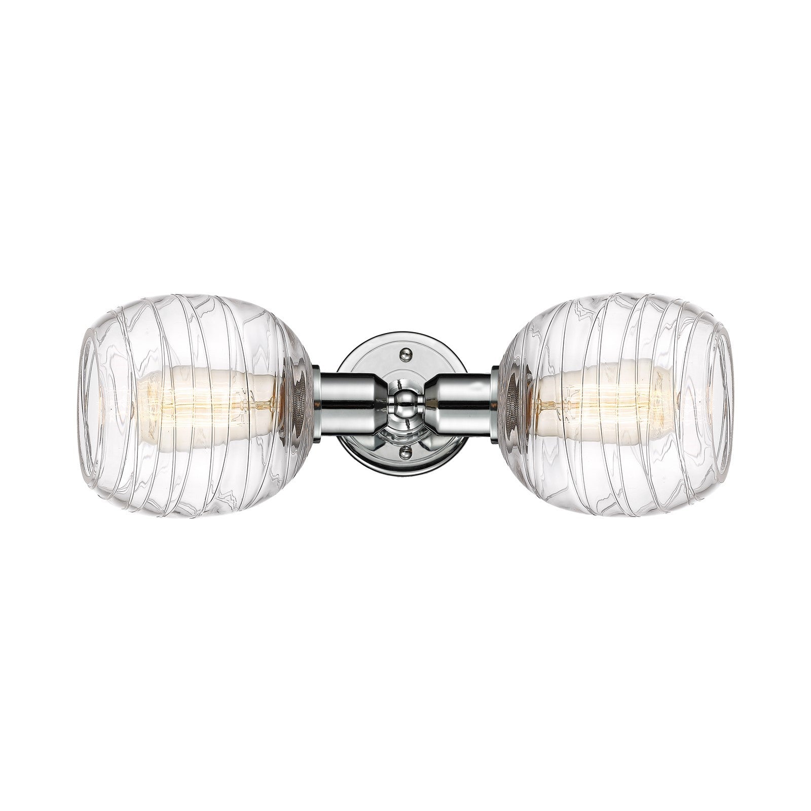 Innovations Belfast 17in 2-Light Linear Bath Vanity Light | Industrial Polished Chrome Steel and Deco Swirl Clear Glass | Bathroom | Model 900-2W-PC-G1013