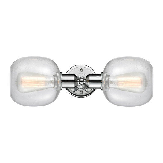 Innovations Belfast 17in 2-Light Linear Bath Vanity Light | Industrial Polished Chrome and Seedy Glass | Bathroom Vanity | Model 900-2W-PC-G104