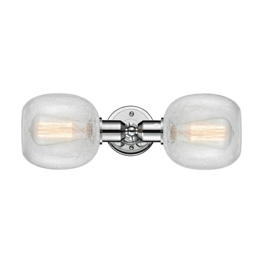 Innovations Belfast 17in 2-Light Linear Bath Vanity Light | Industrial Polished Chrome and Clear Crackle Glass | Bathroom Vanity | Model 900-2W-PC-G105