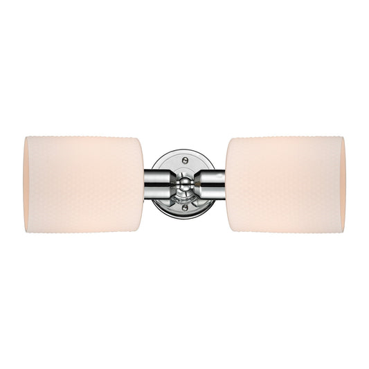 Innovations Cobbleskill 17in 2-Light Linear Bath Vanity Light | Industrial Polished Chrome and Matte White Glass | Bathroom Vanity | Model 900-2W-PC-G111