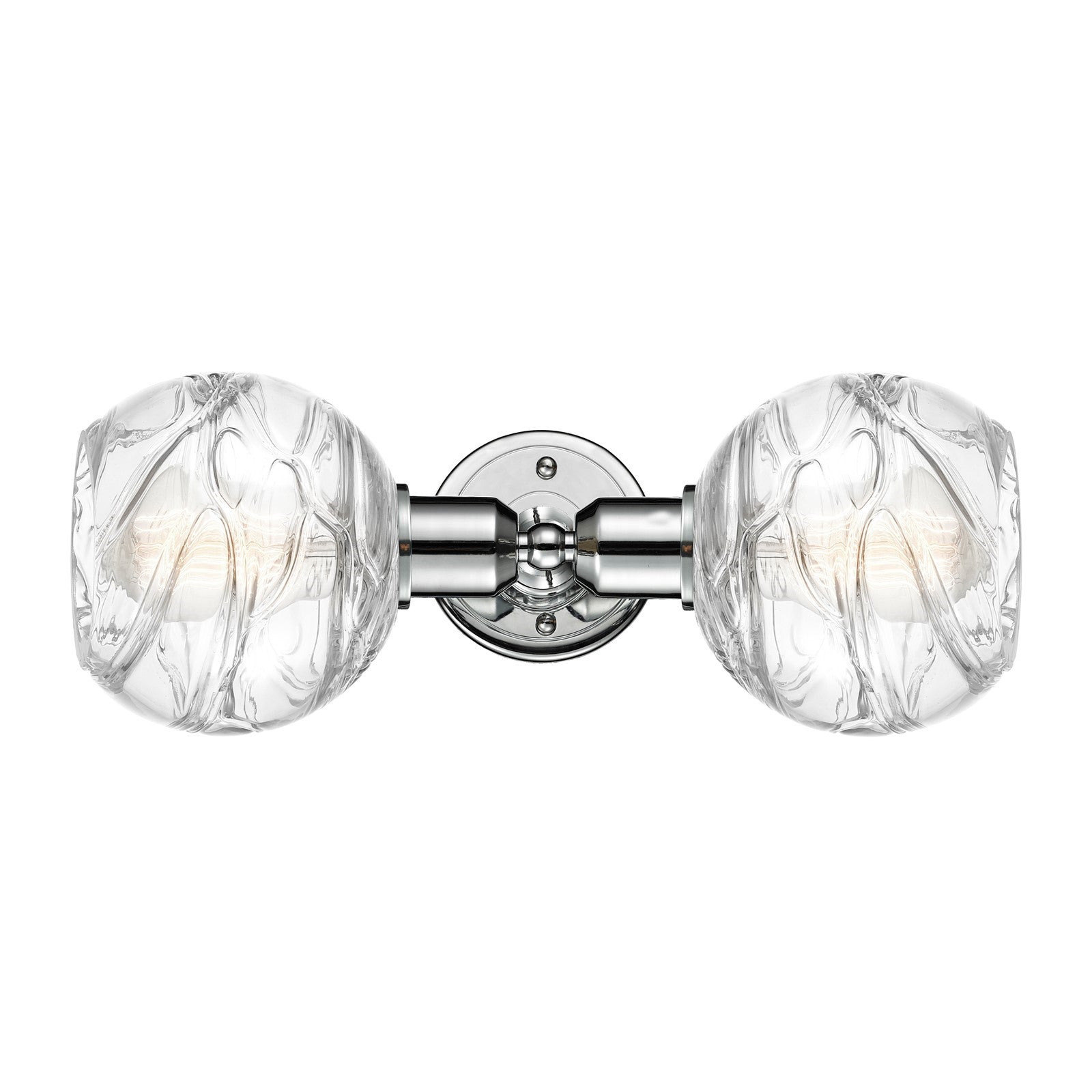 Innovations Athens Deco Swirl 15.5in 2-Light Linear Bath Vanity Light | Industrial Polished Chrome and Clear Deco Swirl Glass | Model 900-2W-PC-G1213-6CL