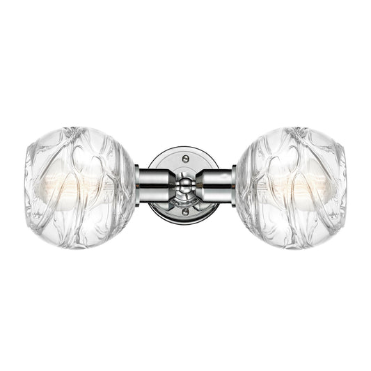 Innovations Athens Deco Swirl 15.5in 2-Light Linear Bath Vanity Light | Industrial Polished Chrome and Clear Deco Swirl Glass | Model 900-2W-PC-G1213-6CL