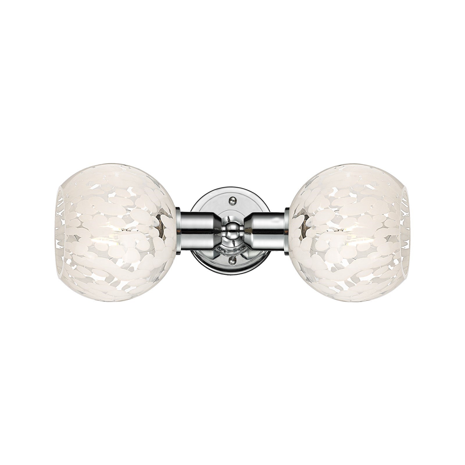 Innovations White Mouchette 15.25in 2-Light Linear Bath Vanity Light | Industrial Polished Chrome and White Mouchette Glass | Model 900-2W-PC-G1216-6WM