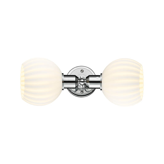 Innovations White Venetian 15in 2-Light Linear Bath Vanity Light | Industrial Polished Chrome Steel and White Venetian Glass | Model 900-2W-PC-G1217-6WV