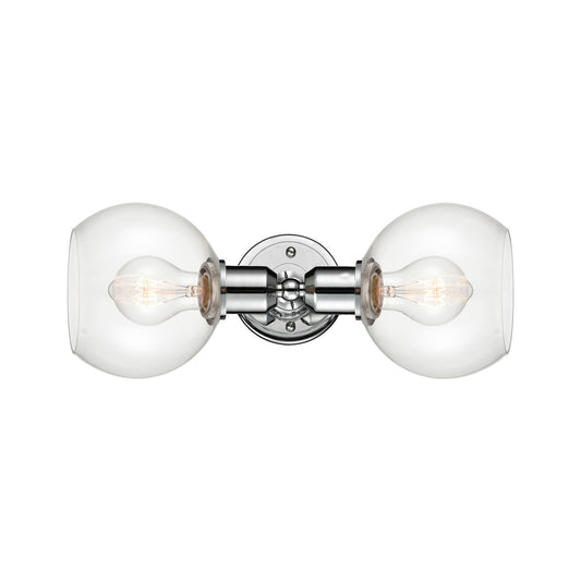 Innovations Athens 15in 2-Light Bath Vanity Light | Industrial Polished Chrome Steel and Clear Glass | Damp Rated Bathroom Vanity | Model 900-2W-PC-G122-6