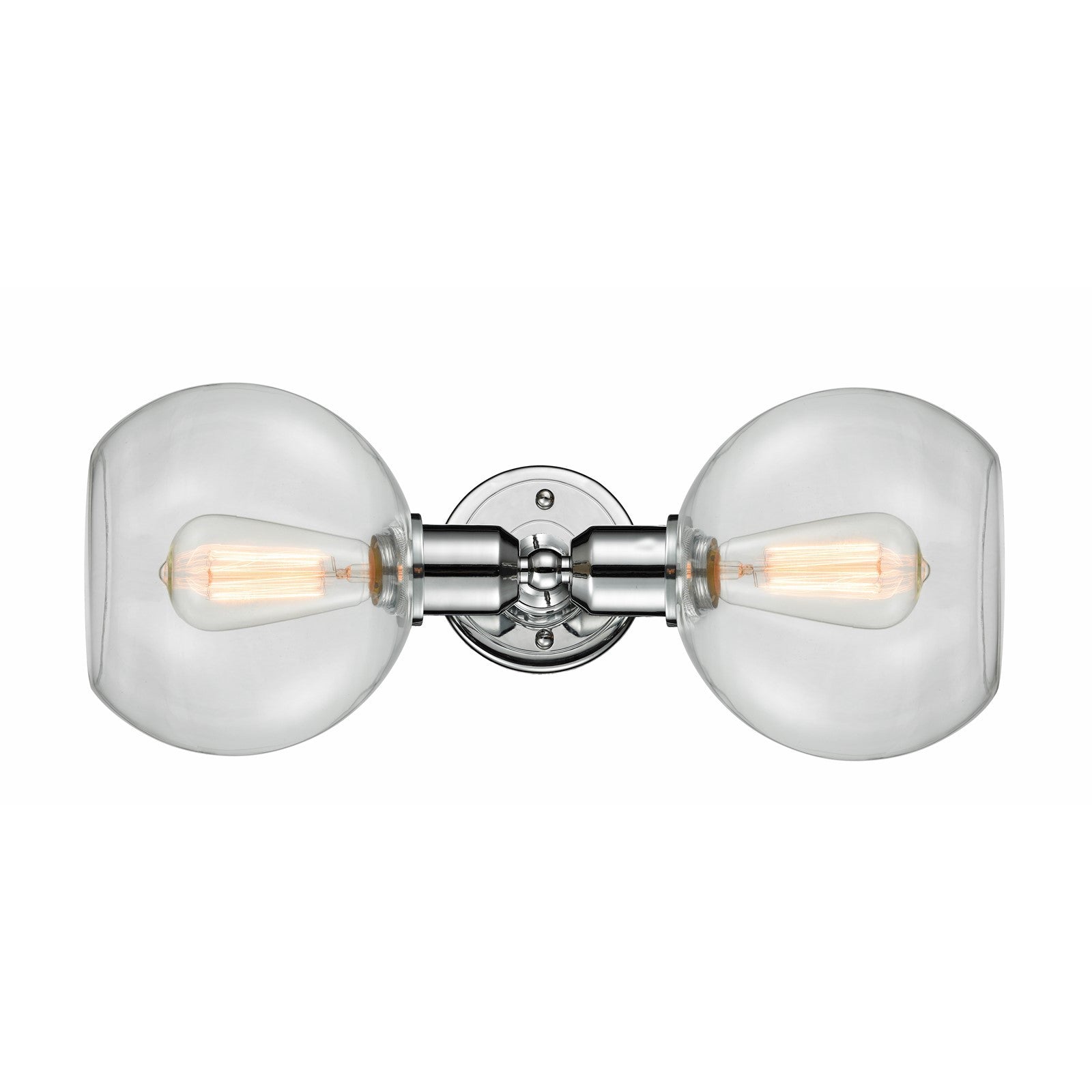 Innovations Sphere 21in 2-Light Bath Vanity Light | Industrial Polished Chrome and Clear Glass | Bathroom Vanity | 21 x 8 in | Model 900-2W-PC-G122-LED