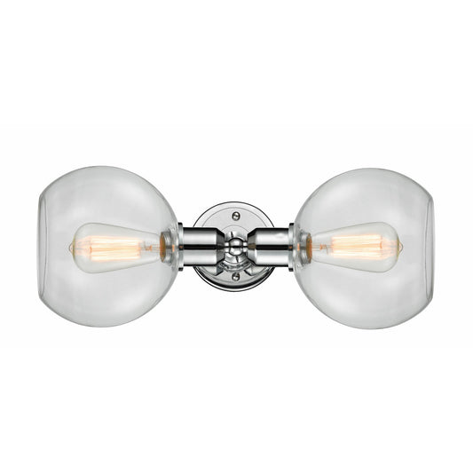 Innovations Sphere 21in 2-Light Bath Vanity Light | Industrial Polished Chrome and Clear Glass | Bathroom Vanity | 21 x 8 in | Model 900-2W-PC-G122-LED