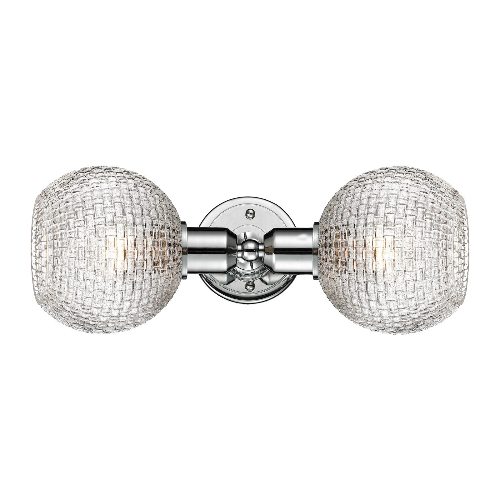 Innovations Athens 15.5in 2-Light Linear Bath Vanity Light | Industrial Polished Chrome Steel and Clear Basket Weave Glass | Model 900-2W-PC-G122C-6CL