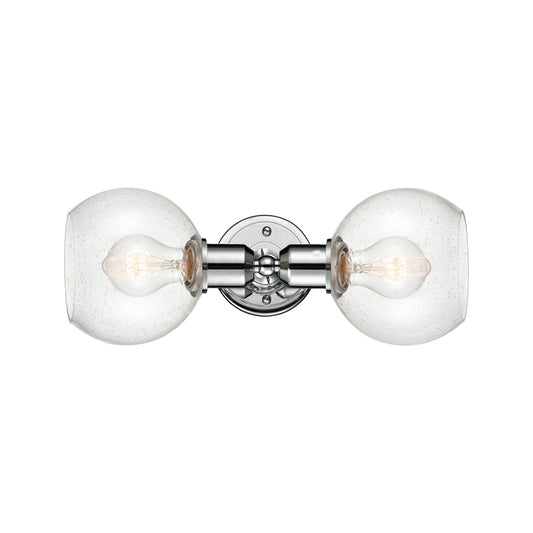 Innovations Athens 15in 2-Light Linear Bath Vanity Light | Industrial Polished Chrome and Seedy Glass | Bathroom Vanity | Model 900-2W-PC-G124-6