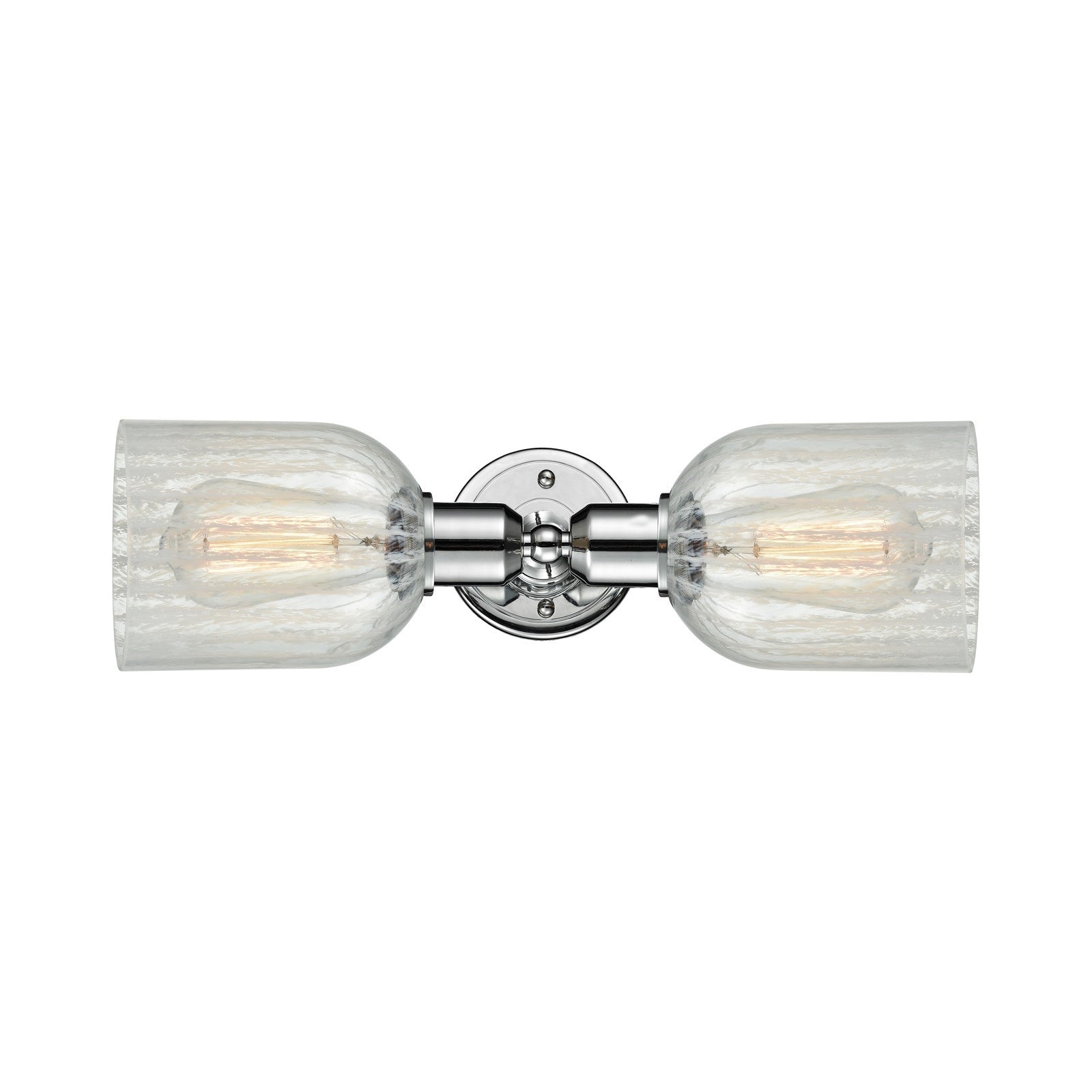 Innovations Caledonia 17.25in 2-Light Linear Bath Vanity Light | Industrial Polished Chrome and Mouchette Glass | Bathroom Vanity | Model 900-2W-PC-G2511
