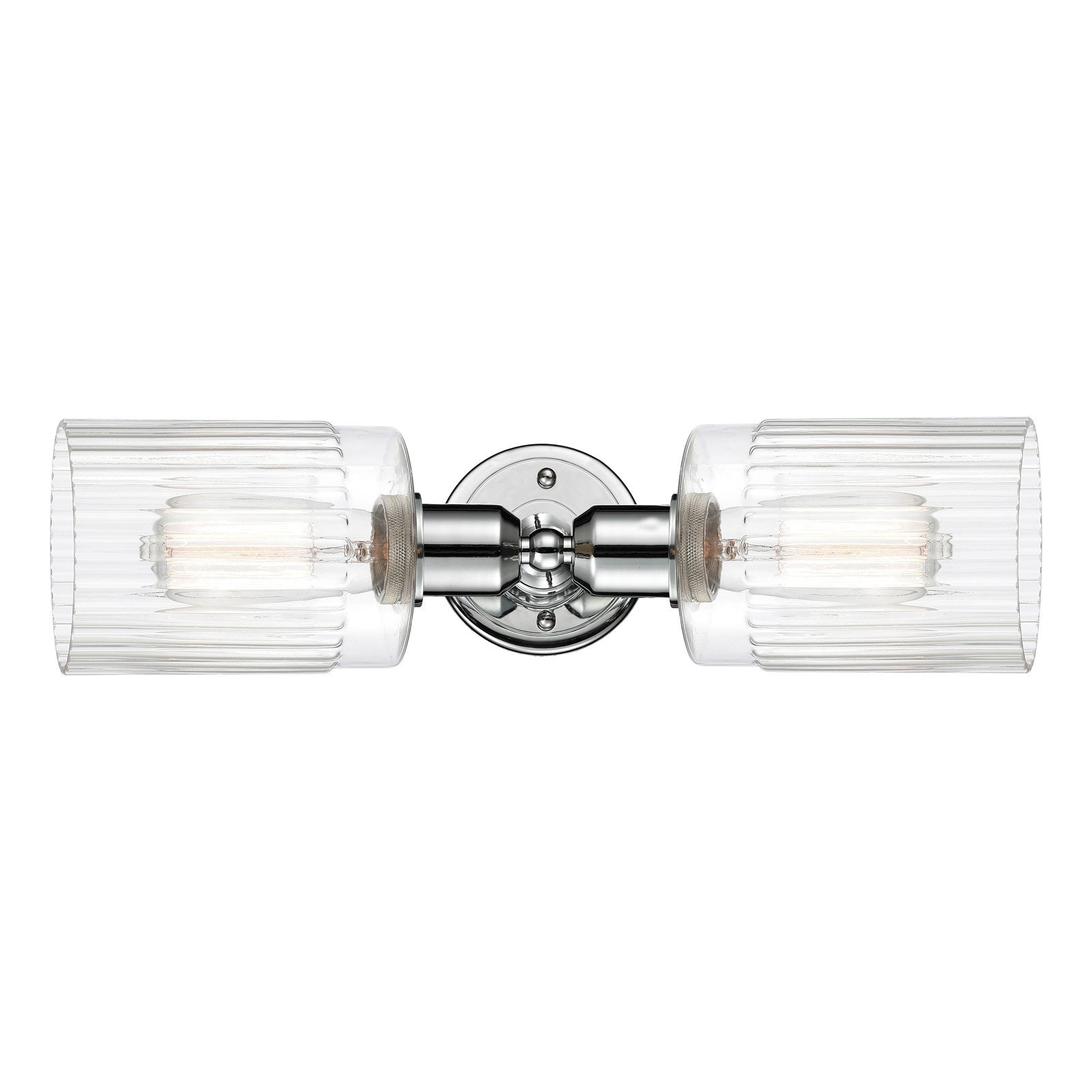 Innovations Hadley 17in 2-Light Linear Bath Vanity | Industrial Polished Chrome and Clear Ribbed Glass | Bathroom Vanity & Powder | Model 900-2W-PC-G342