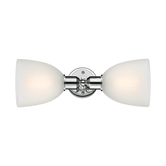 Innovations Castile 17in 2-Light Linear Bath Vanity | Industrial Polished Chrome and White Dome Glass Shades | Bathroom Vanity & | Model 900-2W-PC-G381