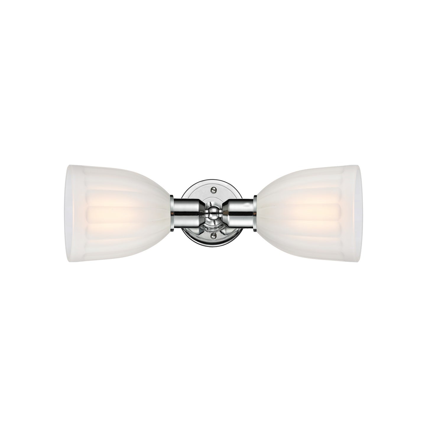 Innovations Brookfield 18in 2-Light Linear Bath Vanity | Industrial Modern Polished Chrome and White Frosted Glass | Bathroom | Model 900-2W-PC-G441