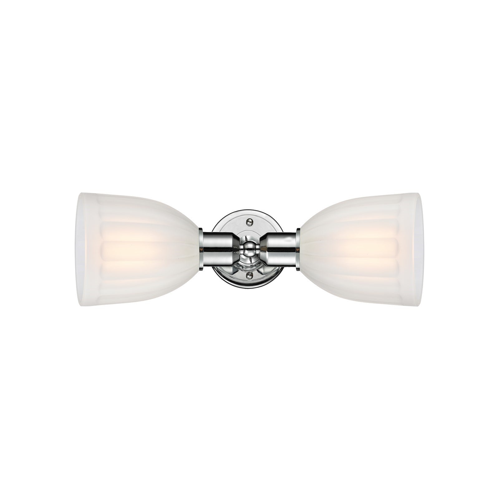 Innovations Brookfield 18in 2-Light Linear Bath Vanity | Industrial Modern Polished Chrome and White Frosted Glass | Bathroom | Model 900-2W-PC-G441