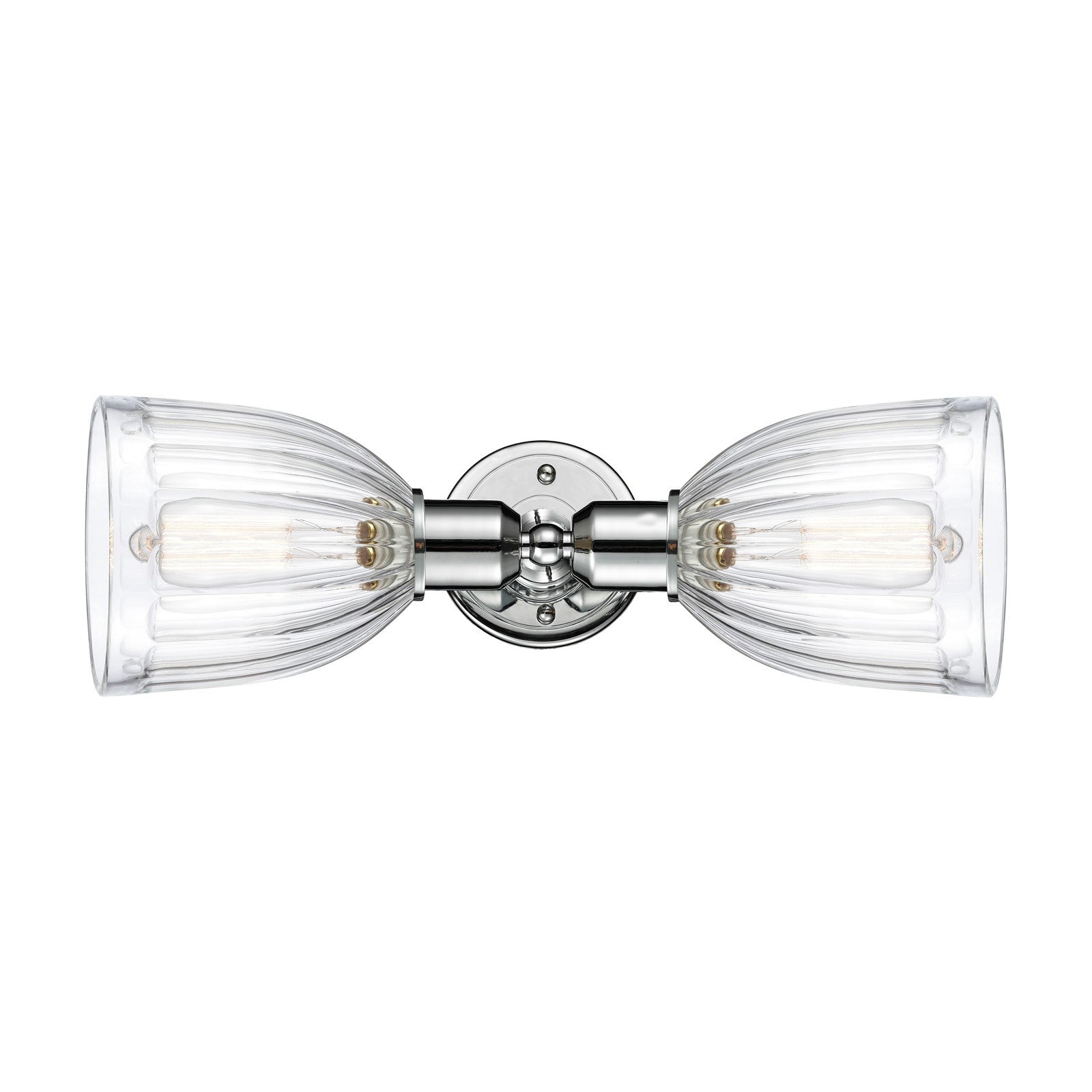 Innovations Brookfield 18in 2-Light Linear Bath Vanity | Industrial Modern Polished Chrome and Clear Ribbed Glass | Bathroom Vanity | Model 900-2W-PC-G442