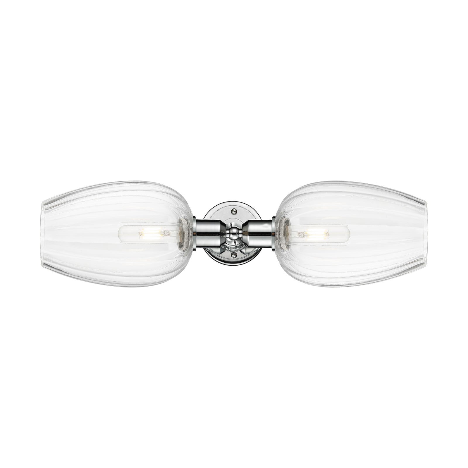 Innovations Preston Flute 23in 2-Light Linear Bath Vanity | Industrial Modern Polished Chrome and Clear Glass | Bathroom Vanity | Model 900-2W-PC-G457-6CL