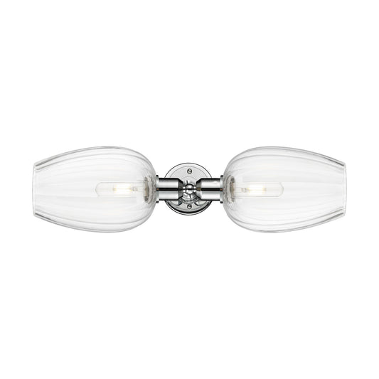 Innovations Preston Flute 23in 2-Light Linear Bath Vanity | Industrial Modern Polished Chrome and Clear Glass | Bathroom Vanity | Model 900-2W-PC-G457-6CL