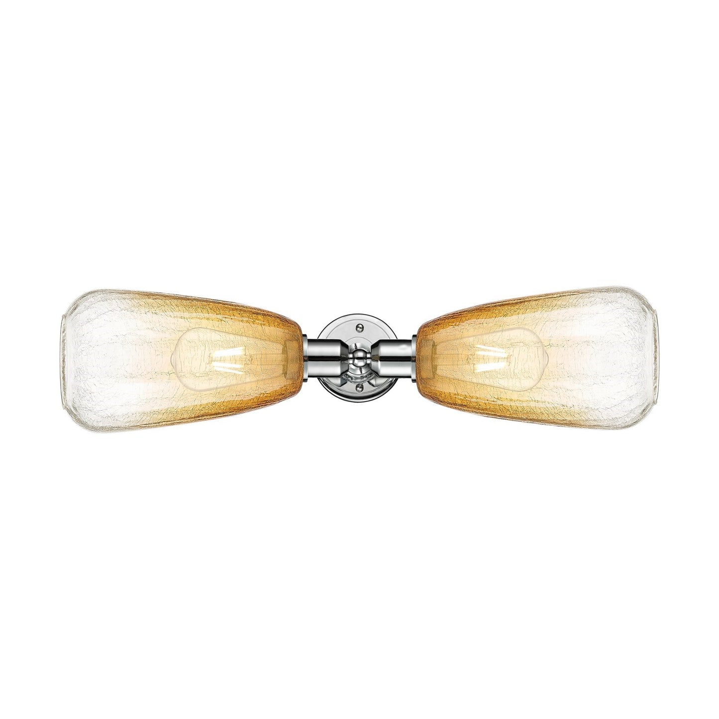 Innovations Brookhaven Almond 25in 2-Light Linear Bath Vanity Light | Industrial Polished Chrome and Amber Glass | Bathroom | Model 900-2W-PC-G480-6AM