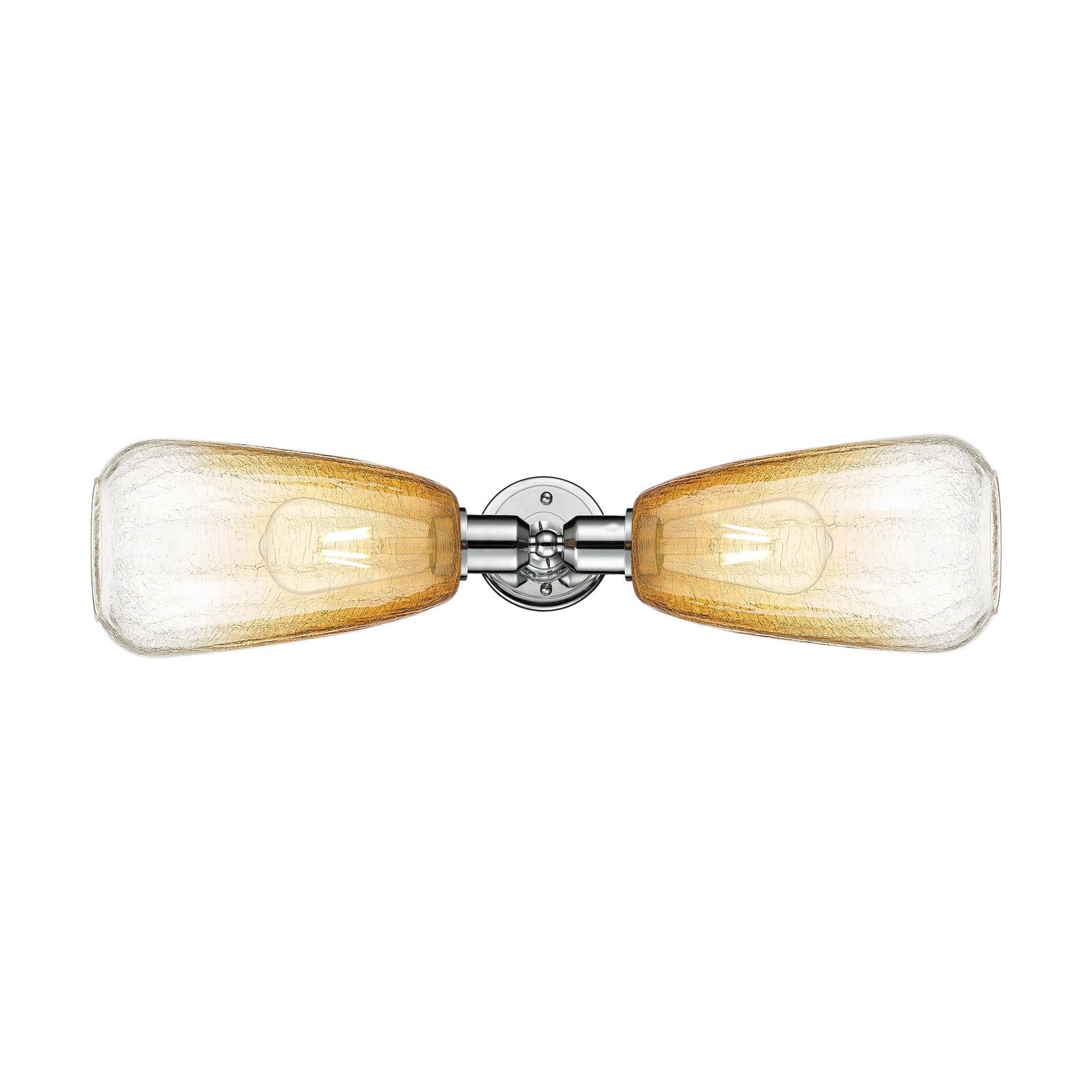 Innovations Brookhaven Almond 25in 2-Light Linear Bath Vanity Light | Industrial Polished Chrome and Amber Glass | Bathroom | Model 900-2W-PC-G480-6AM