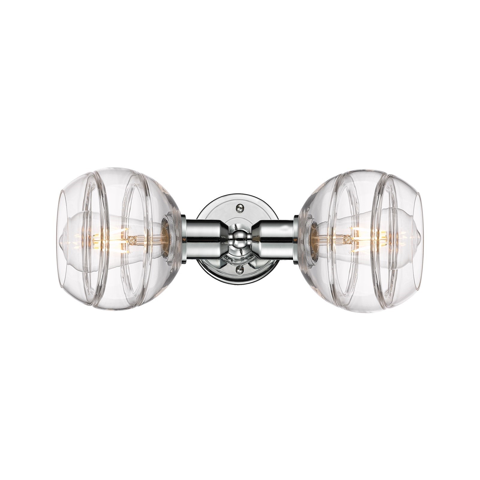 Innovations Rochester 15in 2-Light Vanity Light | Industrial Polished Chrome and Clear Glass | Bathroom Vanity | Model 900-2W-PC-G556-6CL