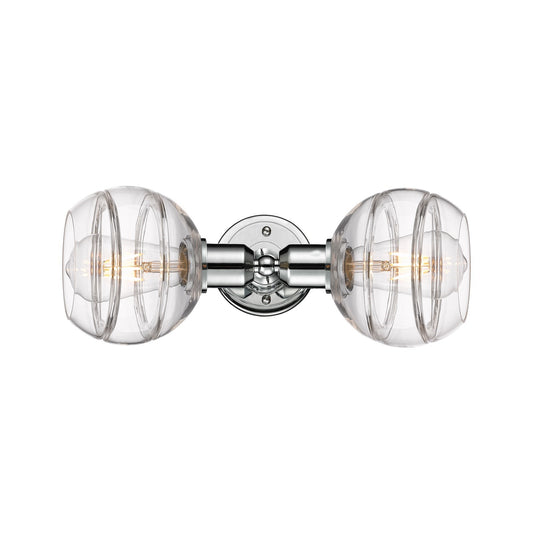 Innovations Rochester 15in 2-Light Vanity Light | Industrial Polished Chrome and Clear Glass | Bathroom Vanity | Model 900-2W-PC-G556-6CL