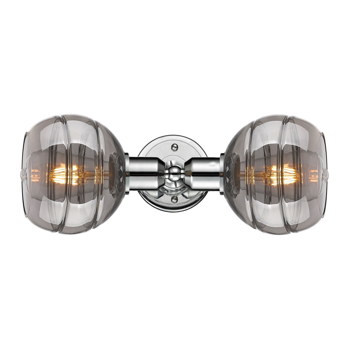 Innovations Rochester 15in 2-Light Linear Bath Vanity Light | Industrial Polished Chrome Steel and Light Smoke Glass | Bathroom | Model 900-2W-PC-G556-6SM