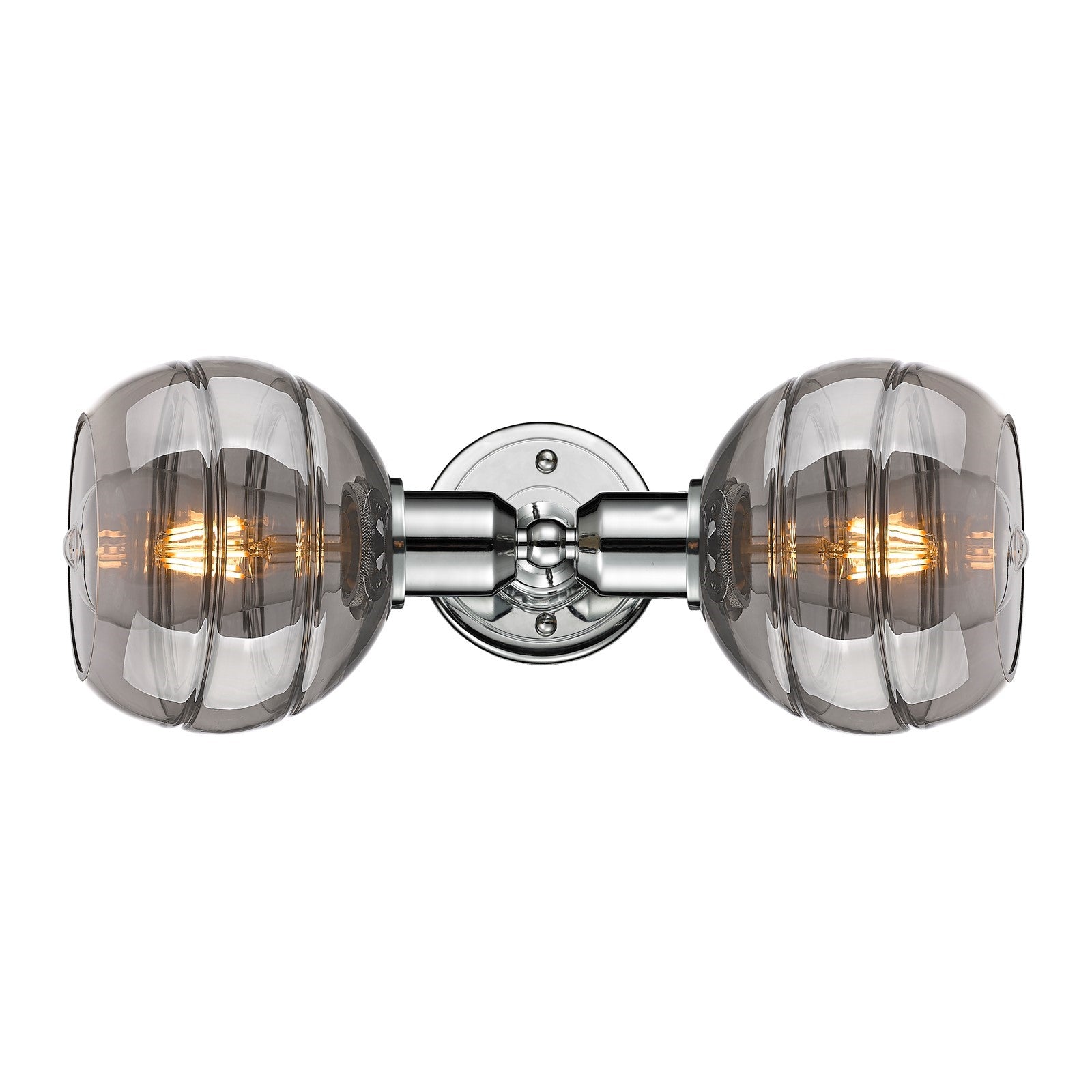 Innovations Rochester 15in 2-Light Linear Bath Vanity Light | Industrial Polished Chrome Steel and Light Smoke Glass | Bathroom | Model 900-2W-PC-G556-6SM