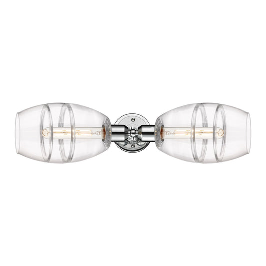 Innovations Vaz 23.75in 2-Light Linear Bath Vanity Light | Industrial Polished Chrome Steel and Clear Glass | Bathroom Vanity & | Model 900-2W-PC-G557-6CL