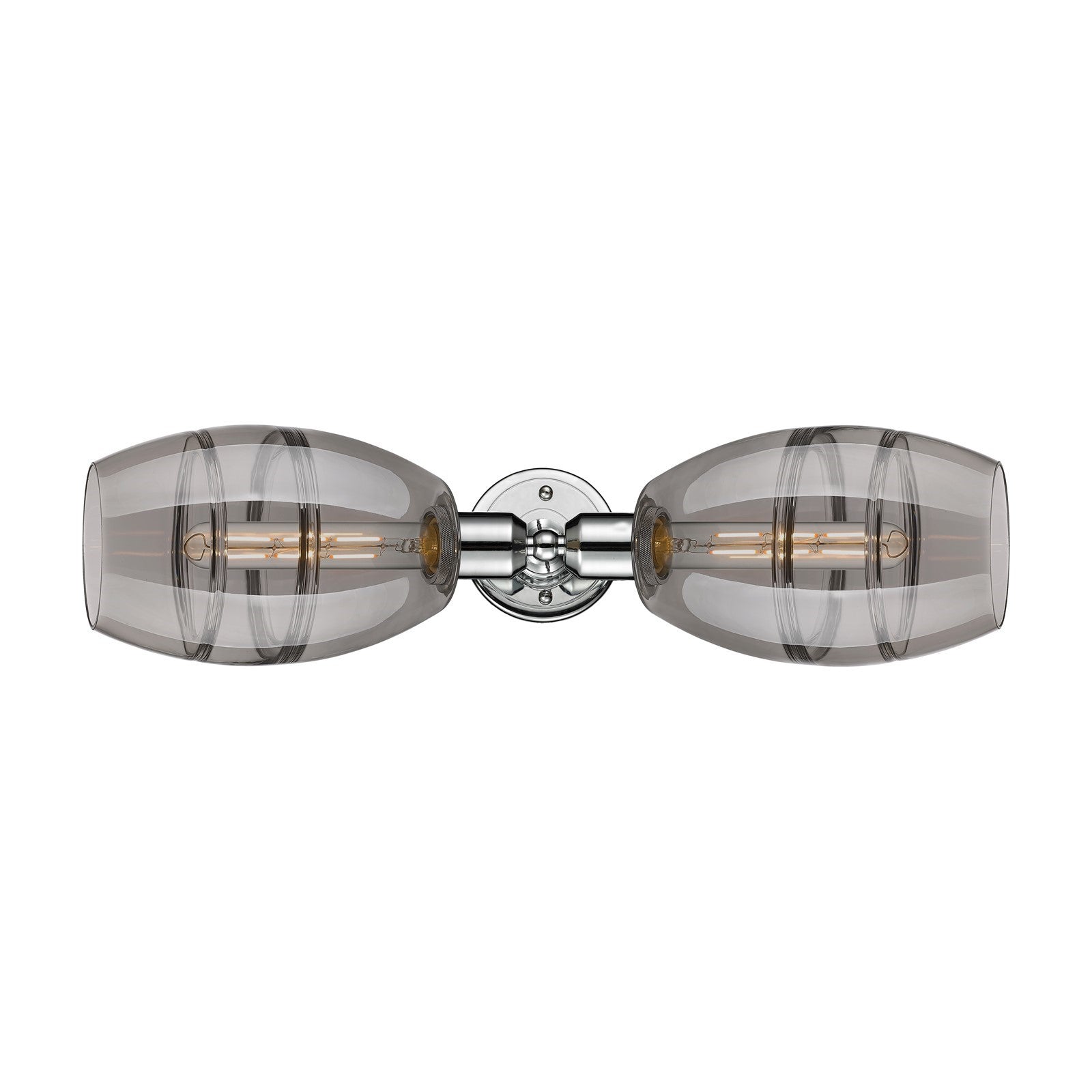 Innovations Vaz 23.75in 2-Light Linear Bath Vanity Light | Industrial Polished Chrome Steel and Light Smoke Glass | Bathroom | Model 900-2W-PC-G557-6SM