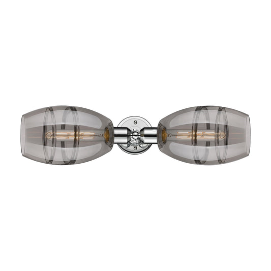 Innovations Vaz 23.75in 2-Light Linear Bath Vanity Light | Industrial Polished Chrome Steel and Light Smoke Glass | Bathroom | Model 900-2W-PC-G557-6SM