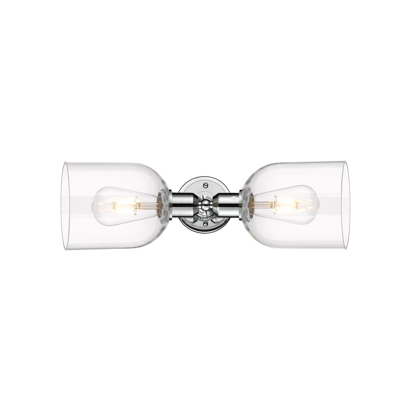 Innovations Bella 18in 2-Light Linear Bath Vanity | Industrial Polished Chrome and Clear Bell Glass | Bathroom Vanity & Powder | Model 900-2W-PC-G558-6CL