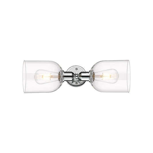 Innovations Bella 18in 2-Light Linear Bath Vanity | Industrial Polished Chrome and Clear Bell Glass | Bathroom Vanity & Powder | Model 900-2W-PC-G558-6CL